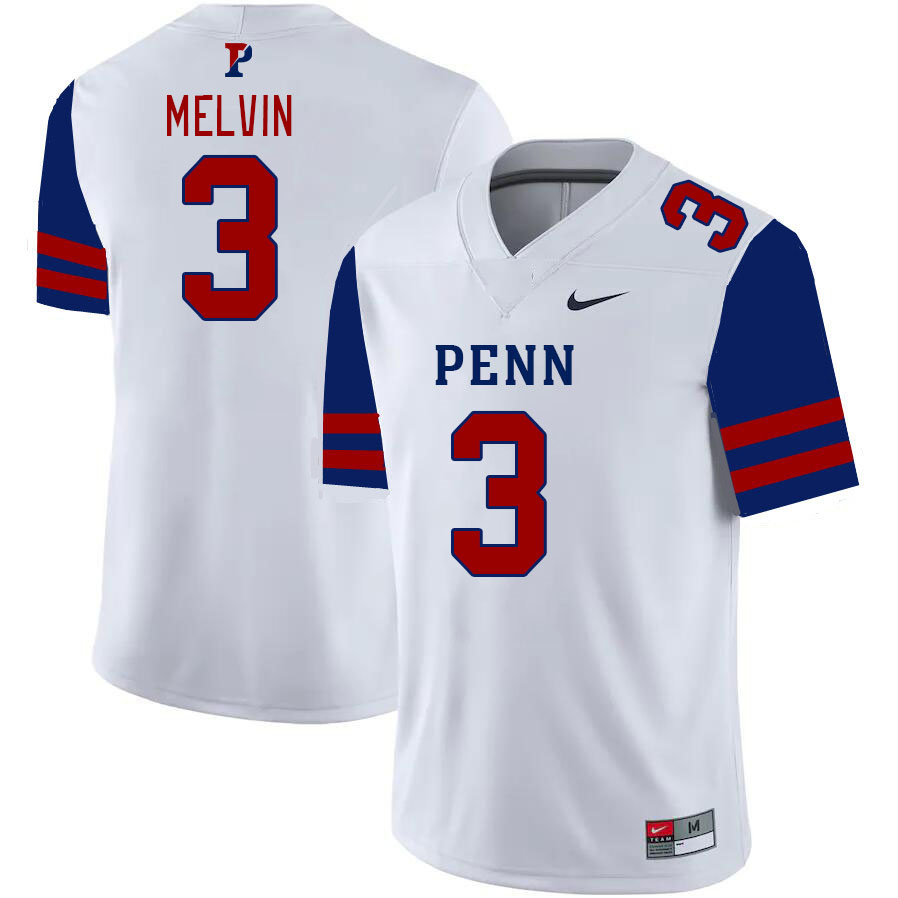 Men-Youth #3 Jonathan Melvin Penn-Quakers 2023 College Football Jerseys Stitched-White